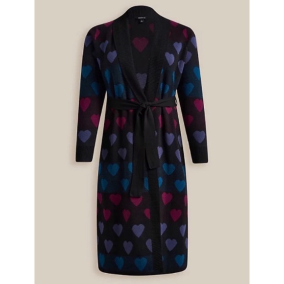 🆕💜Heart Plush Duster Tie Front Cardigan Sweater 1 1X 14 16 NWT Torrid New! - Picture 4 of 5